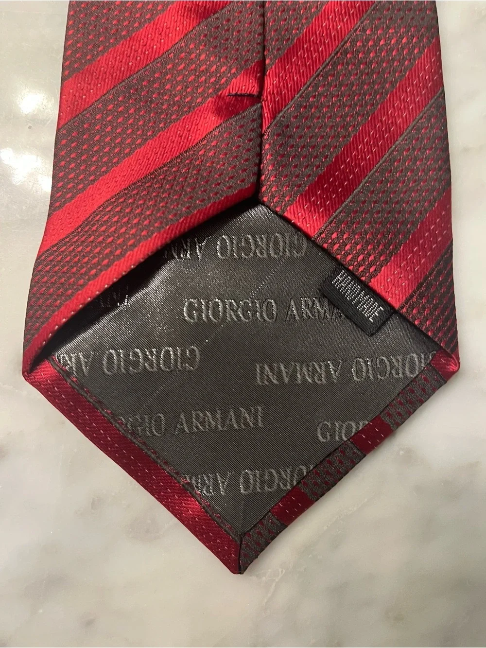 Giorgio Armani Red and Burgundy Diagonal Stripe Tie